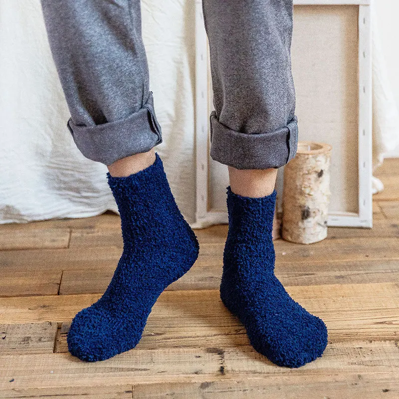 Sleep Socks Men's Winter Warm Coral Fleece Socks Solid Loose Soft Sleeping Socks Velvet Home Floor Stocking Thicken Thermal Sox