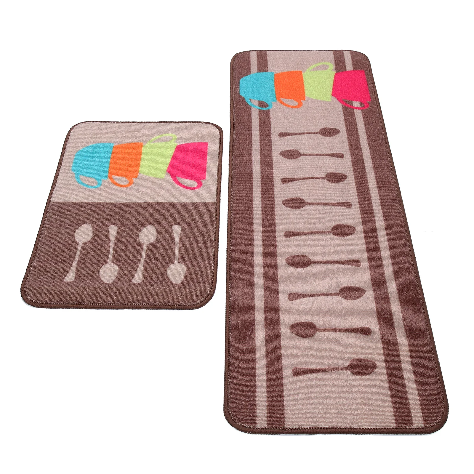 

2pcs Non-Slip Floor Oil Proofing Mat Decorative Kitchen Rug Indoor Foot Pad Warm Pattern Home Use Living Room Restaurant
