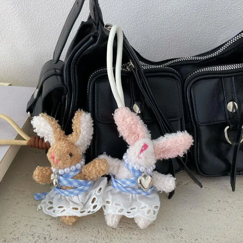 耳の長いウサギのぬいぐるみペンダント漫画ぬいぐるみ人形キーホルダーバッグチャームバックパック吊り下げ装飾素敵なギフト