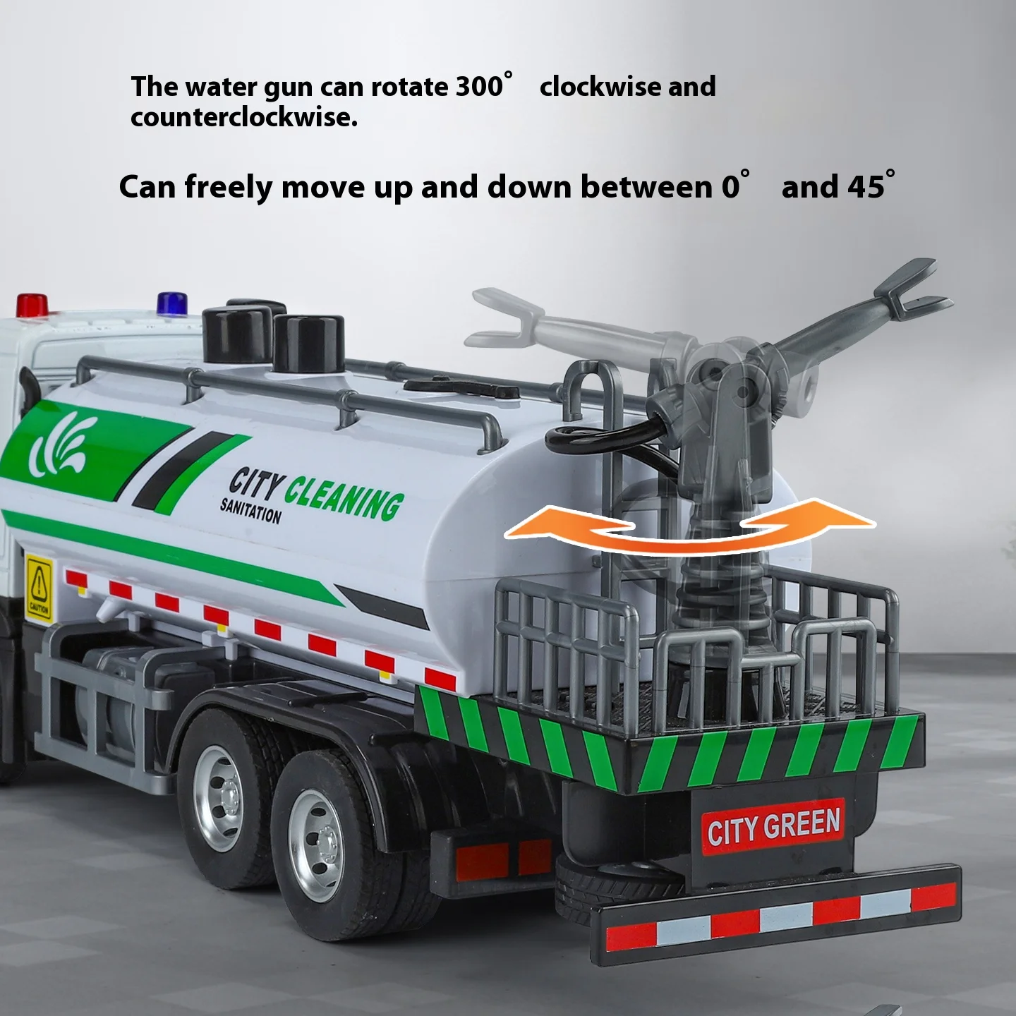 Large city sprinkler truck model metal die casting simulation sound and light children's toy engineering car Christmas gift