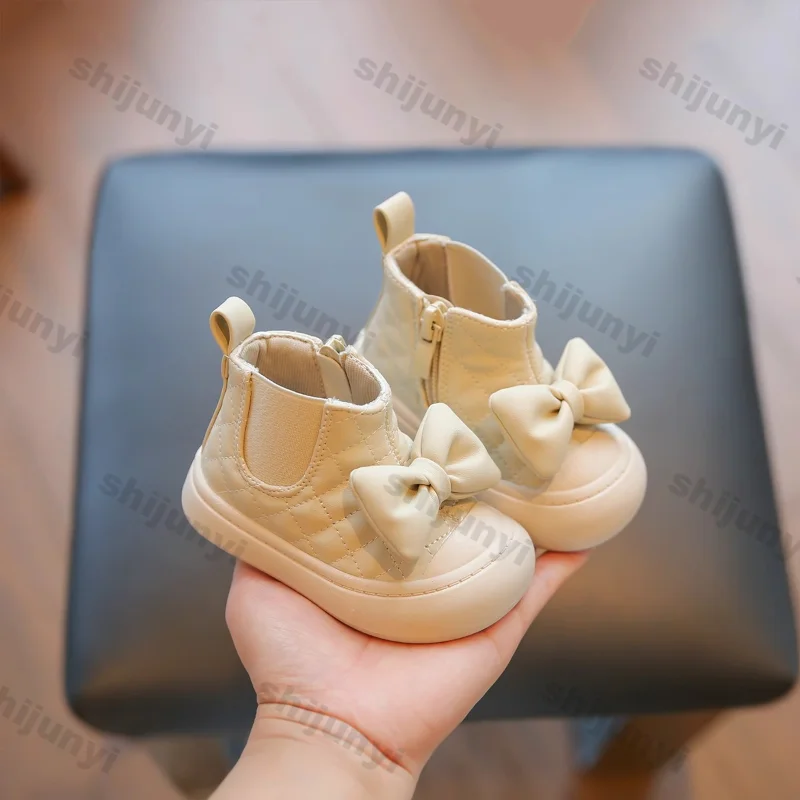 Baby Boots Autumn Winter Infant Warm Cotton Shoes Princess First Walkers Toddler Boys Girls Sweet Soft Soles Non-slip Ankle Boot