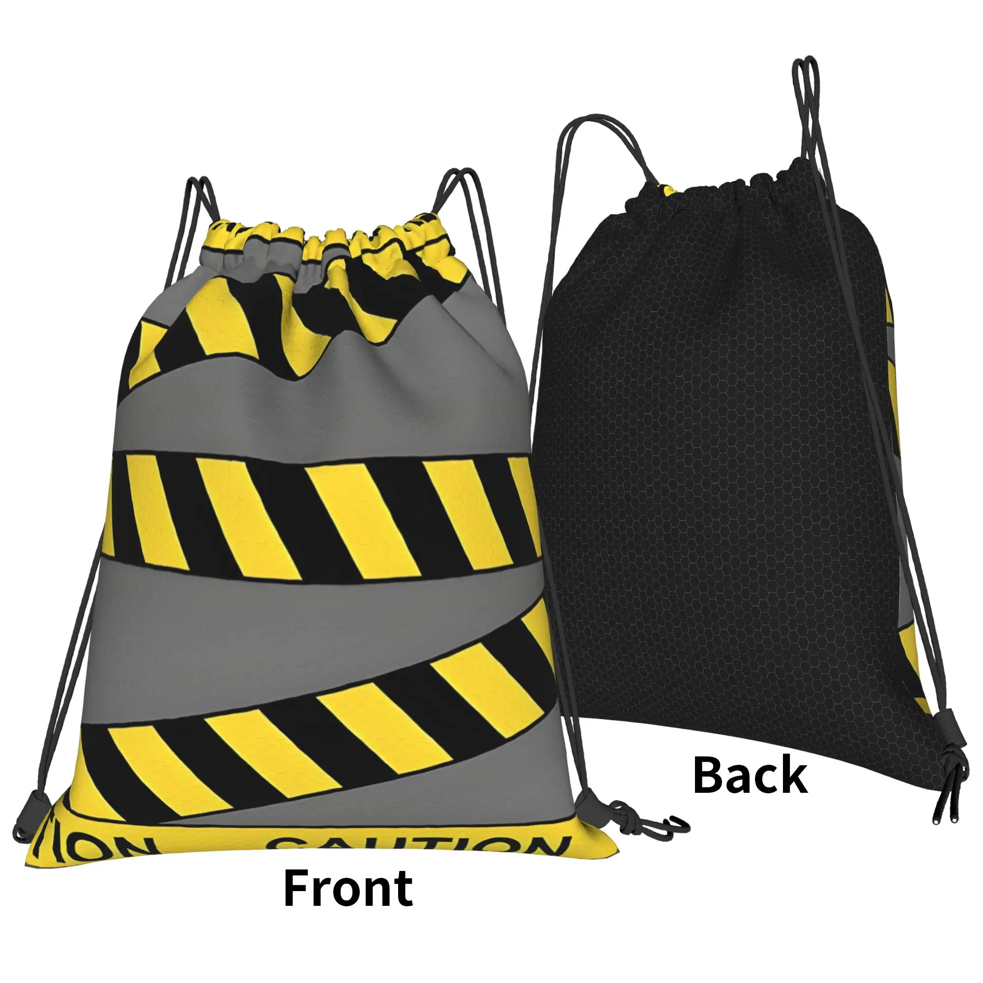 Caution! tape Construction vehicle Portable Travel gym Drawstring Bags Riding gift Storage Backpacks