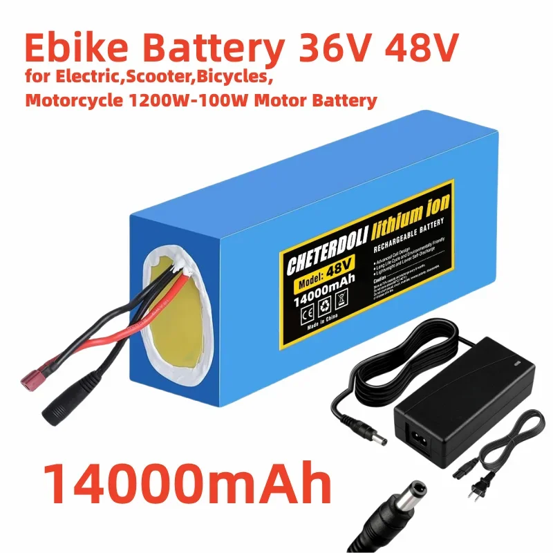 Ebike Battery 36V 48V 14AH 16AH Lithium Battery Pack with 30A BMS for Electric,Scooter,Bicycles,Motorcycle 1200W Motor Battery