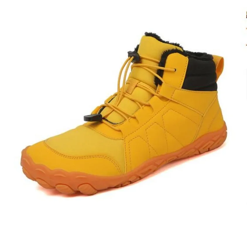 Men's Waterproof and Non-Slip Snow Boots with Five Fingers, Thicken and Warm Barefoot Shoes, Women's Big Yellow Boots