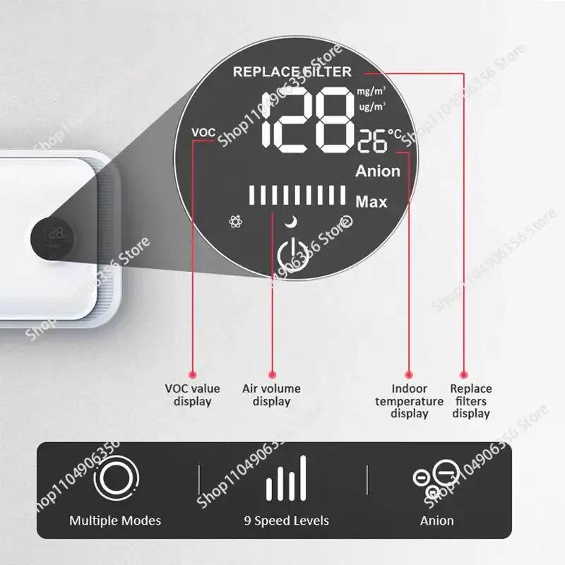 for Household wall-mounted fresh air cold and hot two-way exchange air purifier to remove formaldehyde bacteria pet hair WiFi