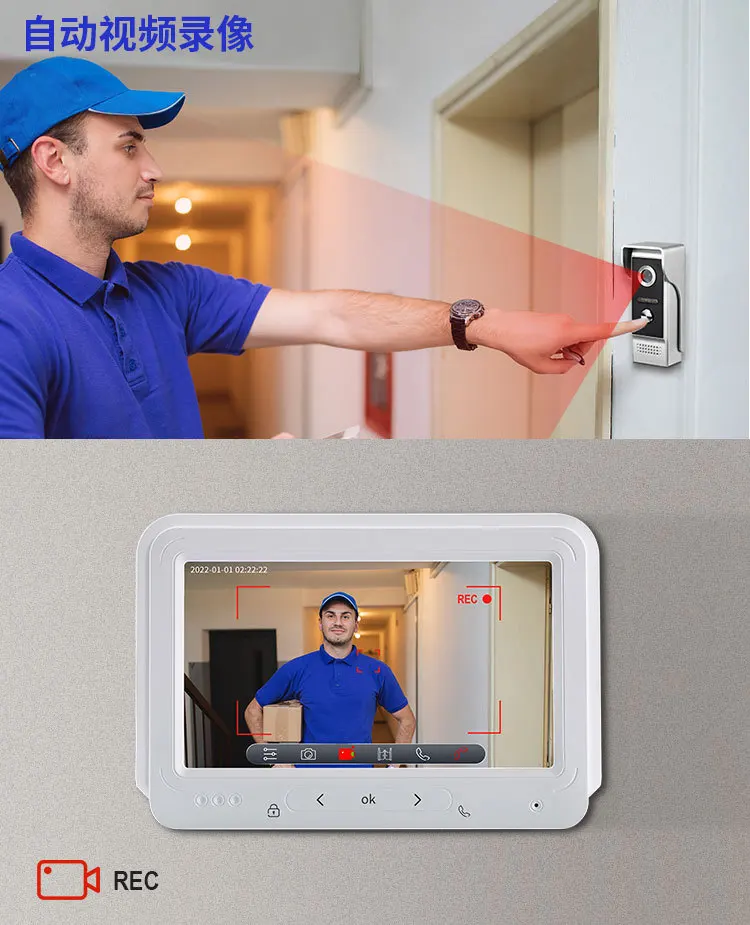 Schermo IPS da 7 pollici XSL-V70m Videocitofono Citofono cablato Telecamera visiva per porta