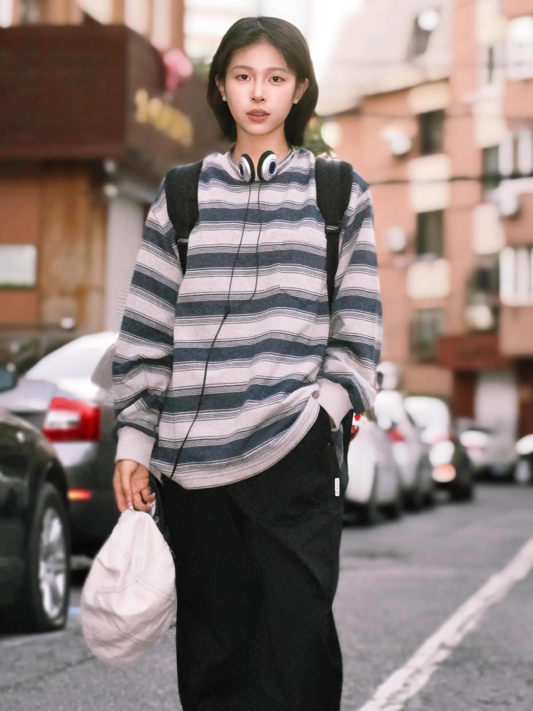 

Японский полосатый свитшот в стиле ретро, свободные повседневные футболки, мужской и женский модный топ для пар