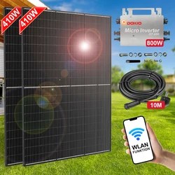 DOKIO 800W Balcony Power Plant Kit with  Waterproof Solar Panels and 800W Micro Inverter Plug and Play Suitable for Home Grid