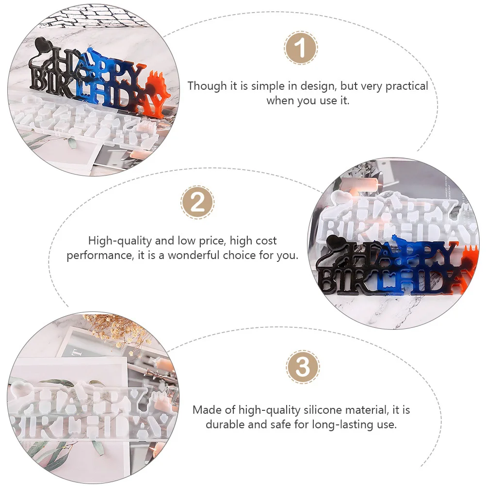 

1Pcs Crystal Resin Mold Silicone DIY Birthday Letters Ornament Mold for Happy Birthday Party Decoration Craft Making