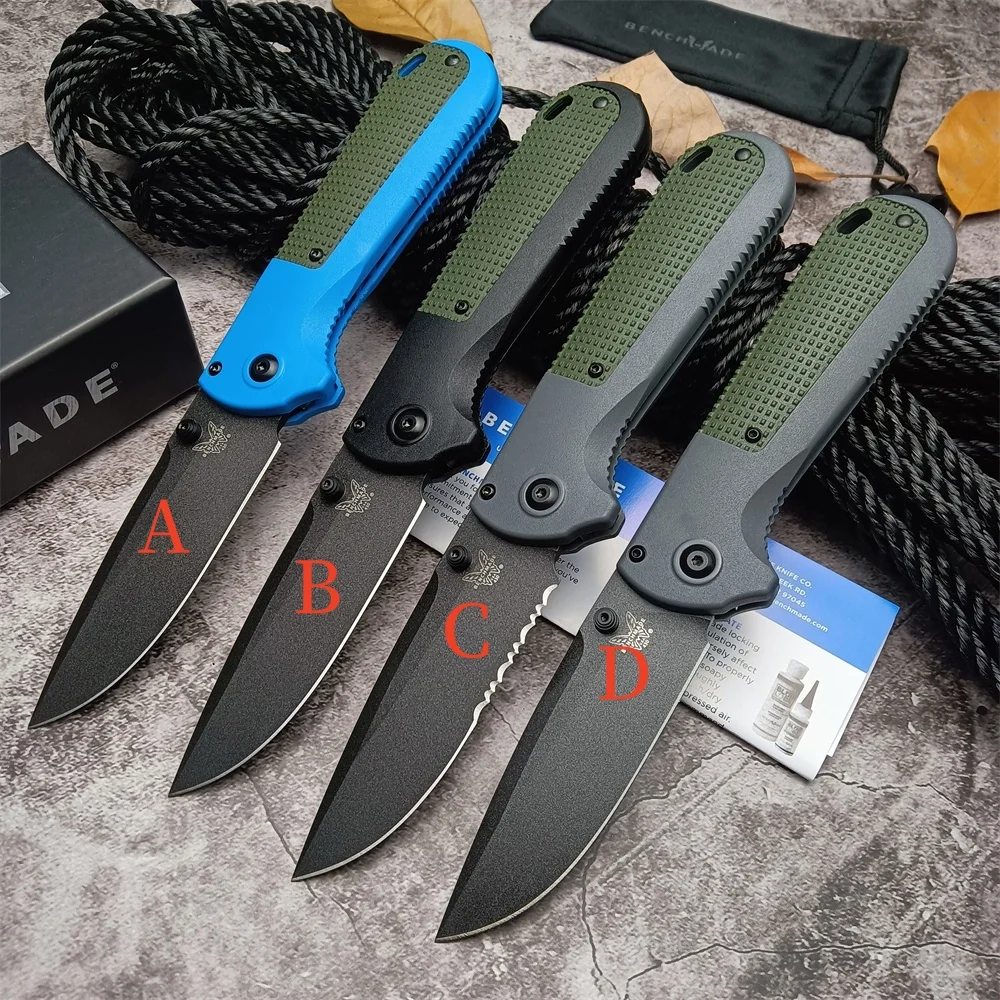 BM Redoubt 430 430BK EDC Folding Knife Stonewashed D2 Blade GFN Handles Hunting Hiking Camping Knives with Pocket Clip