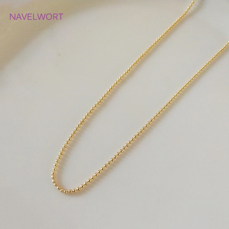 18K Gold Plated Ball Bead Necklace Chain With Lobster Clasps High Quality Thin Chain For DIY Pendant Jewelry Findings