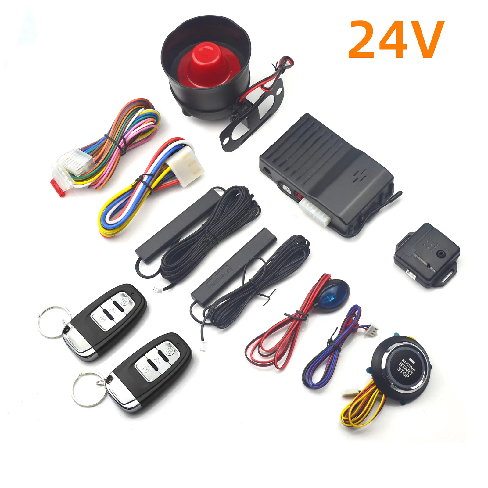 

Universal 24V Conversion One Button Start Stop Keyless Entry Remote Automatic Start Vibration Sensor Alarm Anti Theft Device