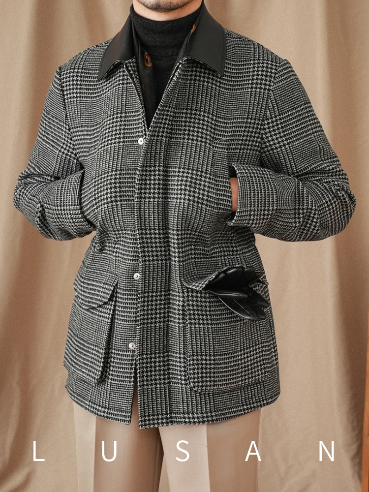 Mr. Lu San autumn and winter gentry prince gray coat 70% wool retro warm petty Italian jacket men