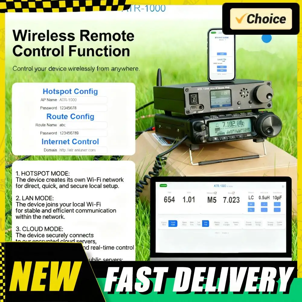 AMNVOLT ATR1000 1000W 자동 안테나 튜너 1.8-30MHz HF 단파 라디오 튜너 WiFi 리모컨 포함 YAESU ICOM용