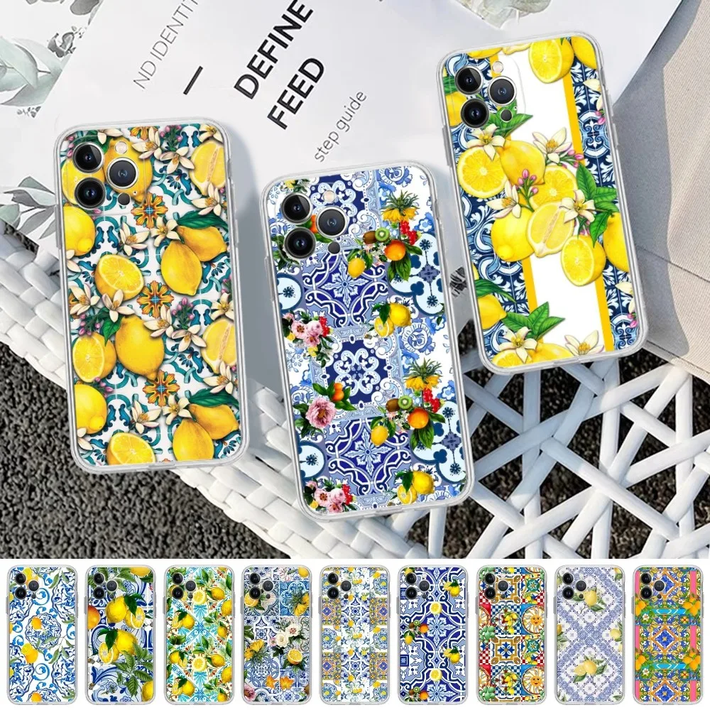 

Mediterranean Lemon Phone Case for iPhone 15 8 7 6 6S Plus X SE 2020 XR XS 14 11 12 13 Mini Pro Max Mobile Case