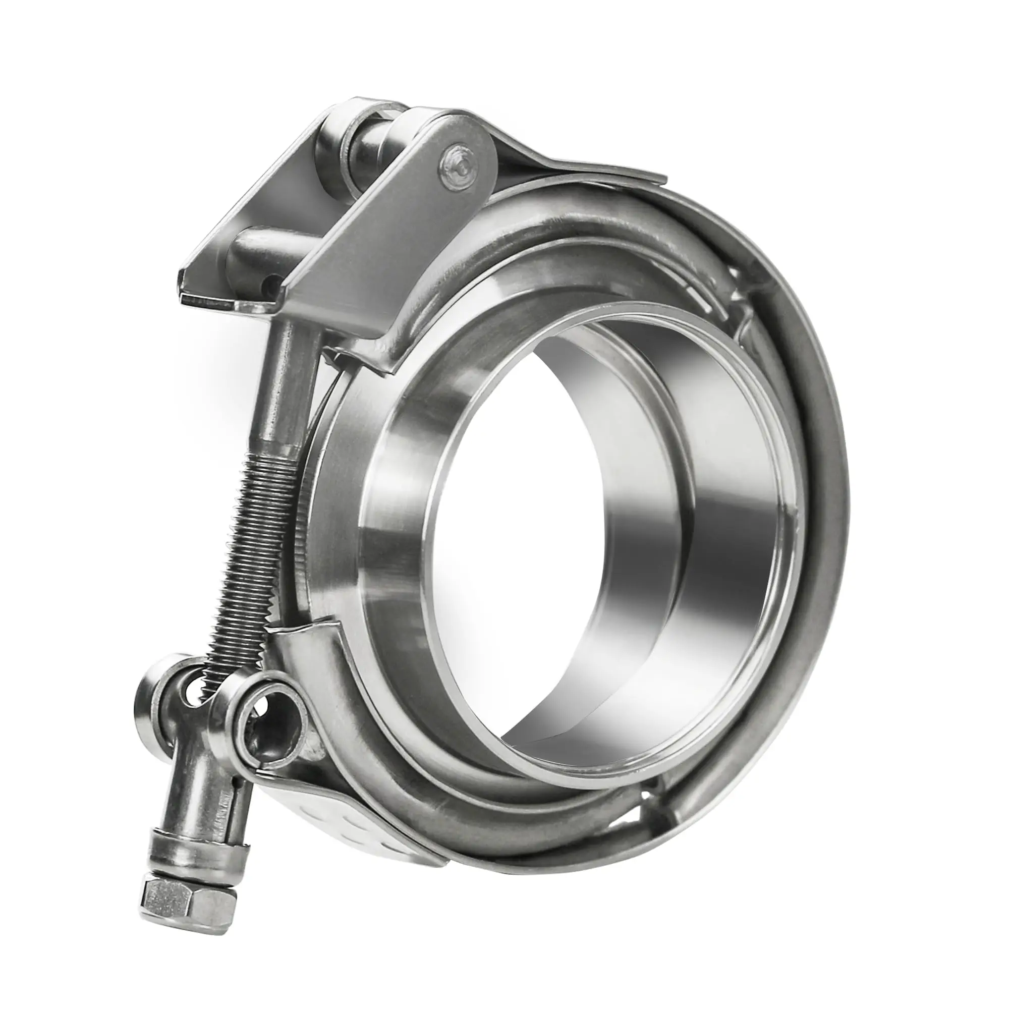 4/3.75/3.5/3.25/3/2.5 inch Flat 304 Stainless Steel V-Band Clamp with Steel Flange Exhaust Downpipe T-Bolt Male Female Flange