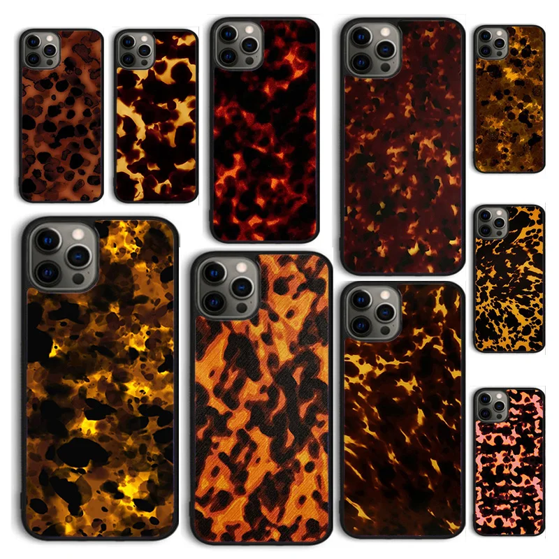 Autumu Tortoise Shell Pattern Phone Case Cover for iPhone 16 15 12 mini 11 13 14 Pro Max SE 2020 Apple 6S 7 8 Plus Coque