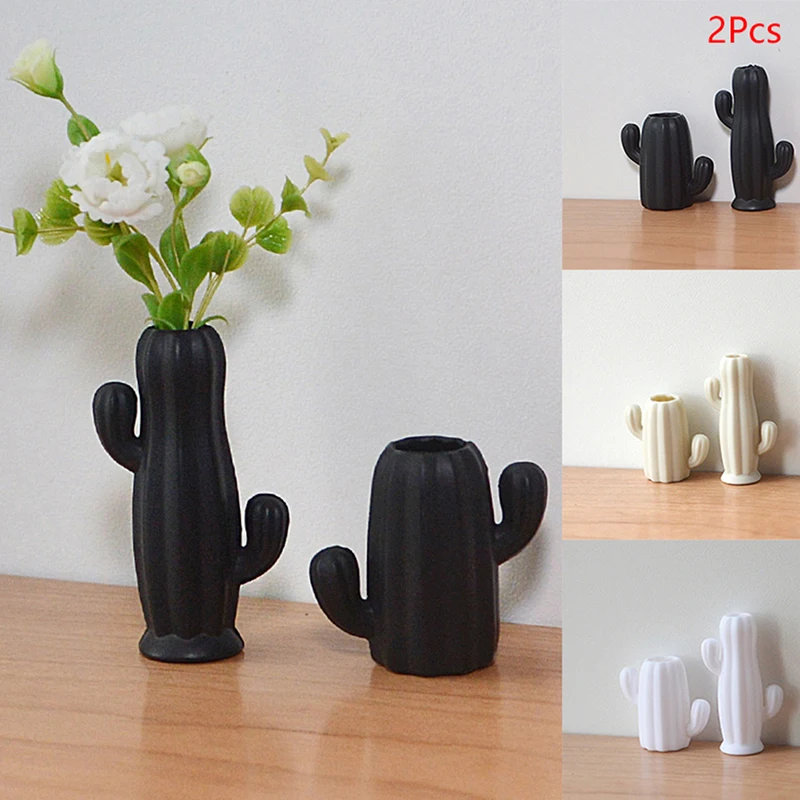 

2Pcs 1:12 Dollhouse Miniature Cactus Vases Flower Arranger Flowerpot Home Garden Model Decor Toy Doll House Accessories