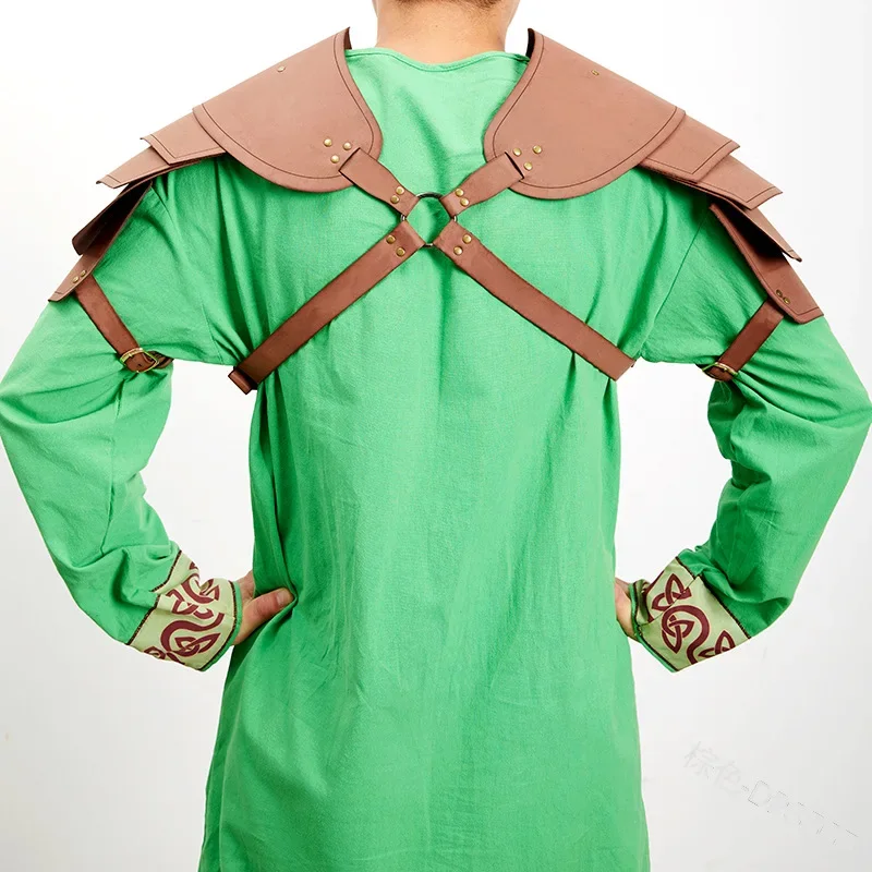 Traje medieval de couro PU para homens, acessório cosplay, cinto de ombro, cinto de peito, guerreiro gótico vintage, cavaleiro, armadura corporal