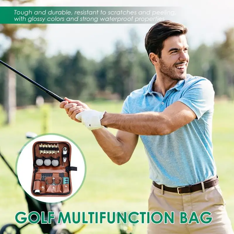 Golfball Tasche Tasche multifunktion ale Golf Zubehör Tasche tragbare pu wasserdichte Golf Handschuh halter Fall mit Aufbewahrung schlitzen