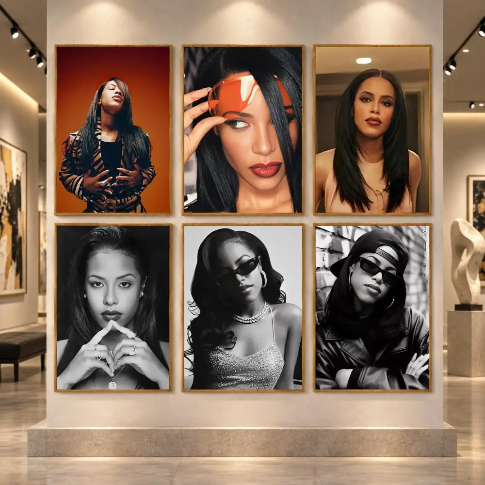 Pop Singer A-Aaliyah Album Poster Self Adhesive Wall Stickers Decals for Bedroom Living Room Office Home Decor Decoration Gift