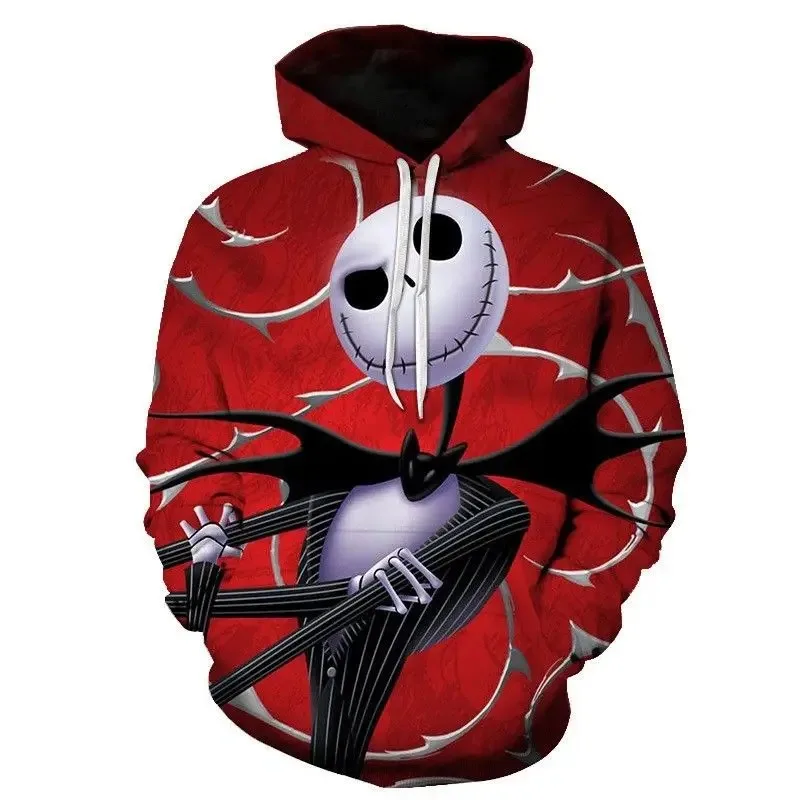 2024 New Animation Christmas Eve Horror 3D Hoodie Series Cosplay Animation 3D Printing Pullover Men\'s Adult Large Size Casual