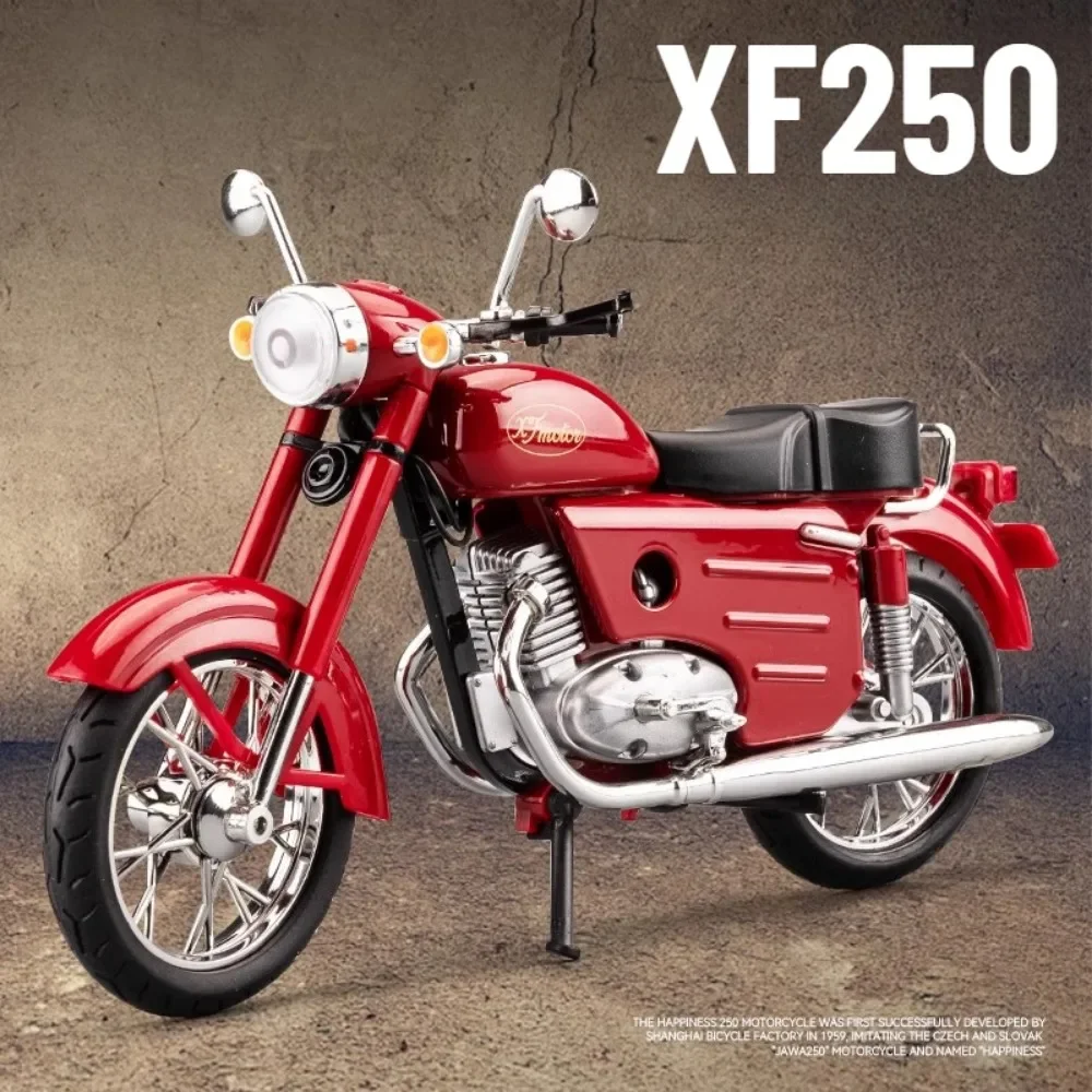 Modèle de moto XF250, échelle 1:10, voiture jouet en alliage moulé sous pression, son et lumière rétro Vintage, Collection de modèles de moteurs, jouets pour enfants, cadeaux