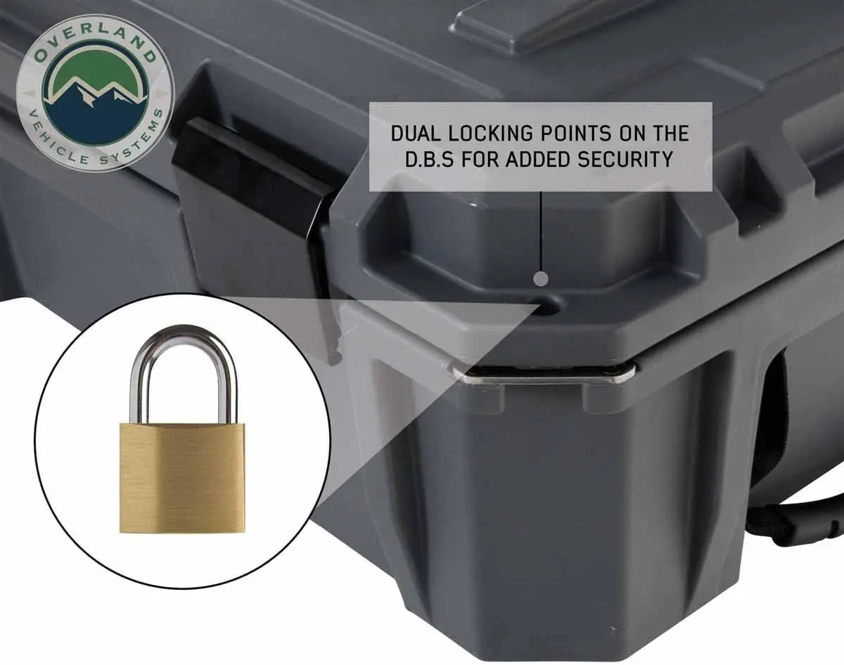 أنظمة المركبات الزائدة D.B.S. صندوق تخزين جاف سعة 117 كيو تي مع فتاحة تصريف وزجاجات |   رمادي غامق |   ختم مقاوم للماء