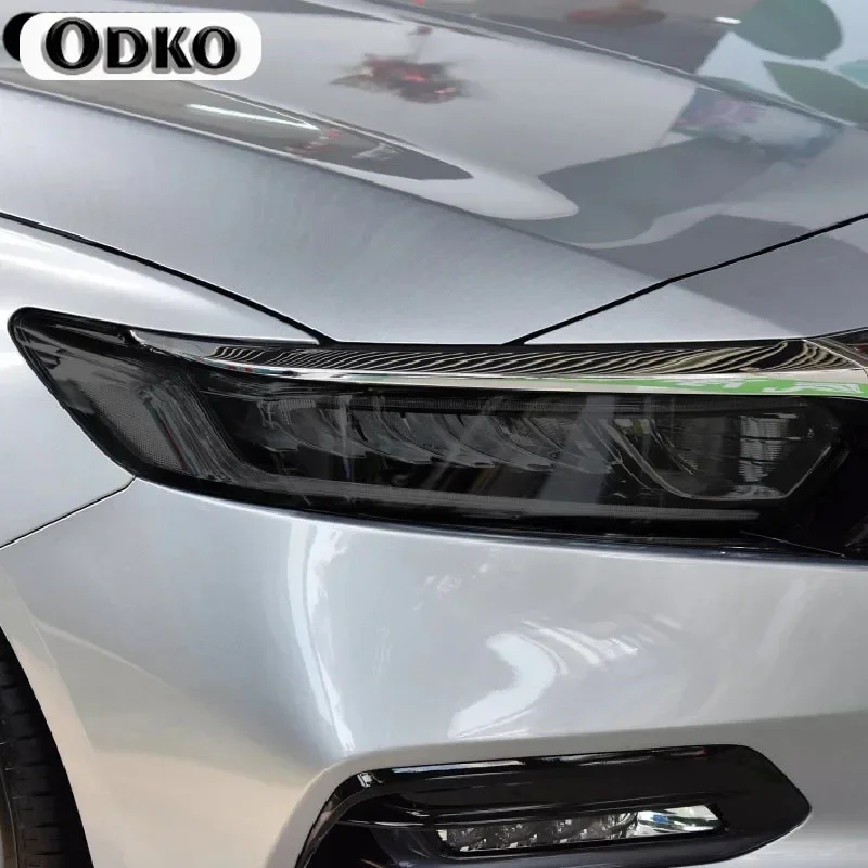 

2Pcs Car Headlight Protection Tint Film Smoke Black Transparent TPU Protective Sticker For Honda Accord 2016 2017 2018 2019 2020