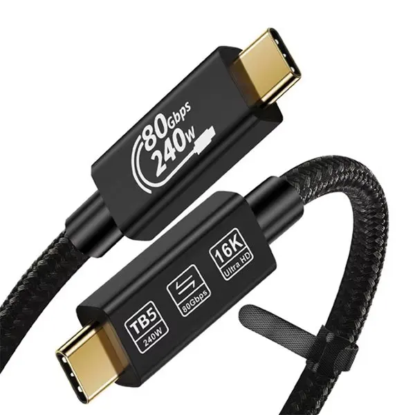 

USB Thunderbolt 5 Cable Discount Nylon Data Cable for High-Speed Charging USB Thunderbolt 5 Cable 4K@544Hz 80Gbps Type C to USB