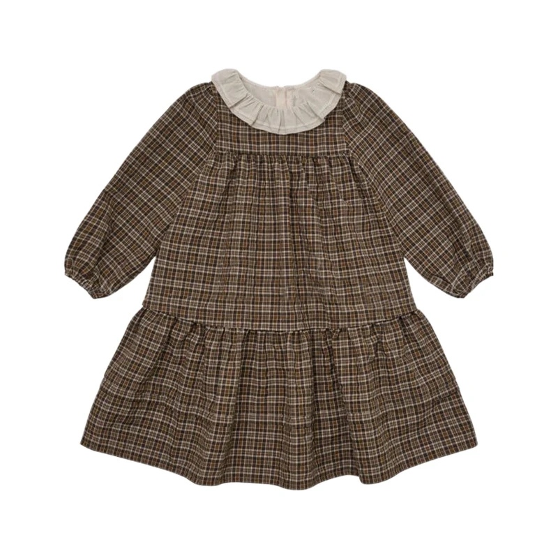 

In Stock! Girls' Dress 2025 Autumn/winter LOU New Pure Cotton Printed Kids Dress Pleated Shoulder Strap A-line Skirt