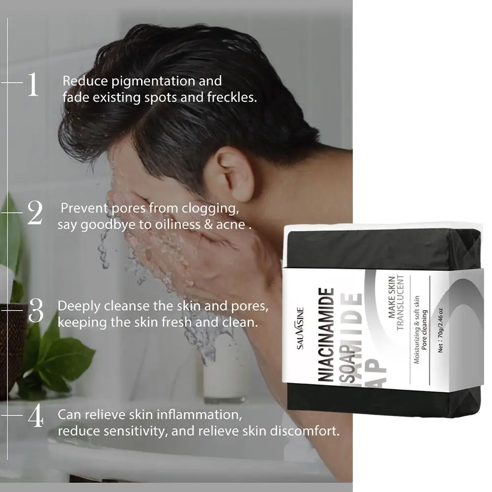 Niacinamide Soap Anti Acne Bamboo Charcoal Powder Soap Bar Moisturizing Whitening Soap For Skin Care And Skin Repair 70g K5j1