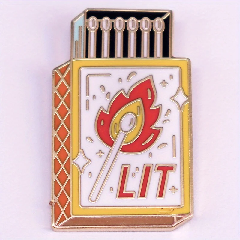 Vintage Matchbox Enamel Pin Brooch - Alloy Fire Igniter Badge