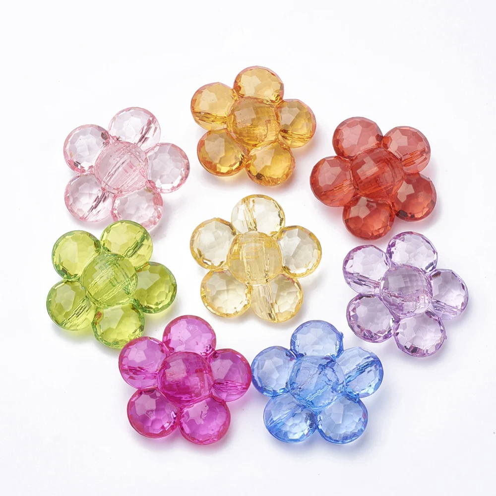 

about 75pcs/500g Transparent Acrylic Flower Beads Mixed Color Sunflower Beads for jewelry making DIY bracelet necklace decor