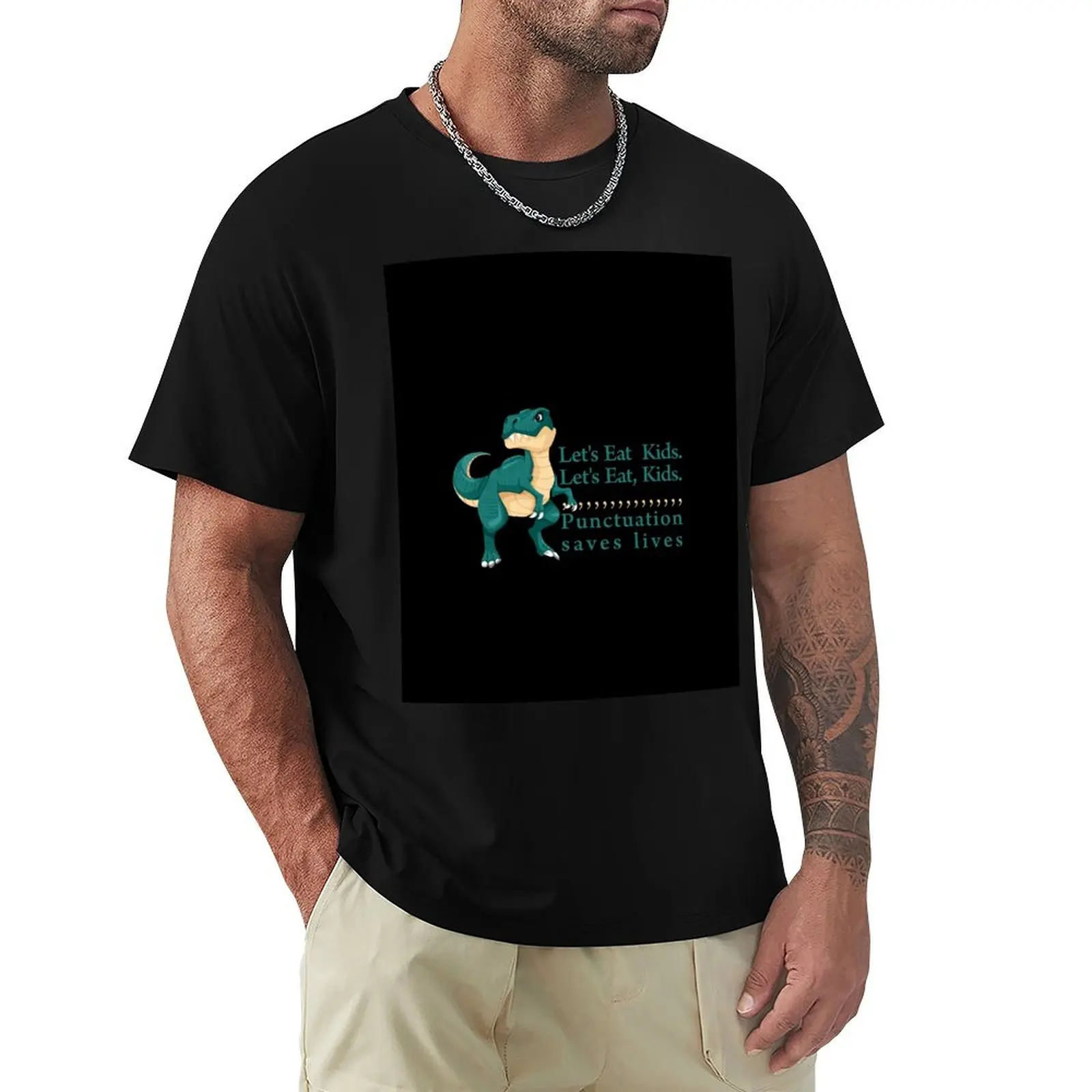 Let's eat kids punctuation saves lives T-Shirt Festival Party Tee Top
