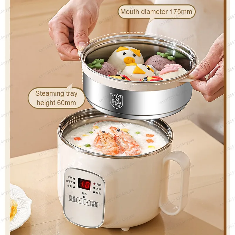Multifunctional Low Sugar Electric Rice Cooker 2.8L Boiling Skillet Soup Stew Hot Pot Stir Frying Pan Eggs Poacher Food Steamer