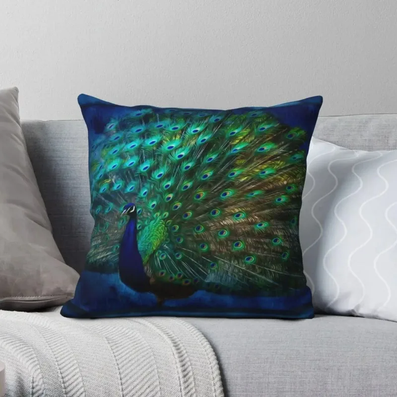 Being Yourself Peacock Art Square Pillowcase Peach skin polyester pillowcase Pattern Zip Decorative Home Cushion Case