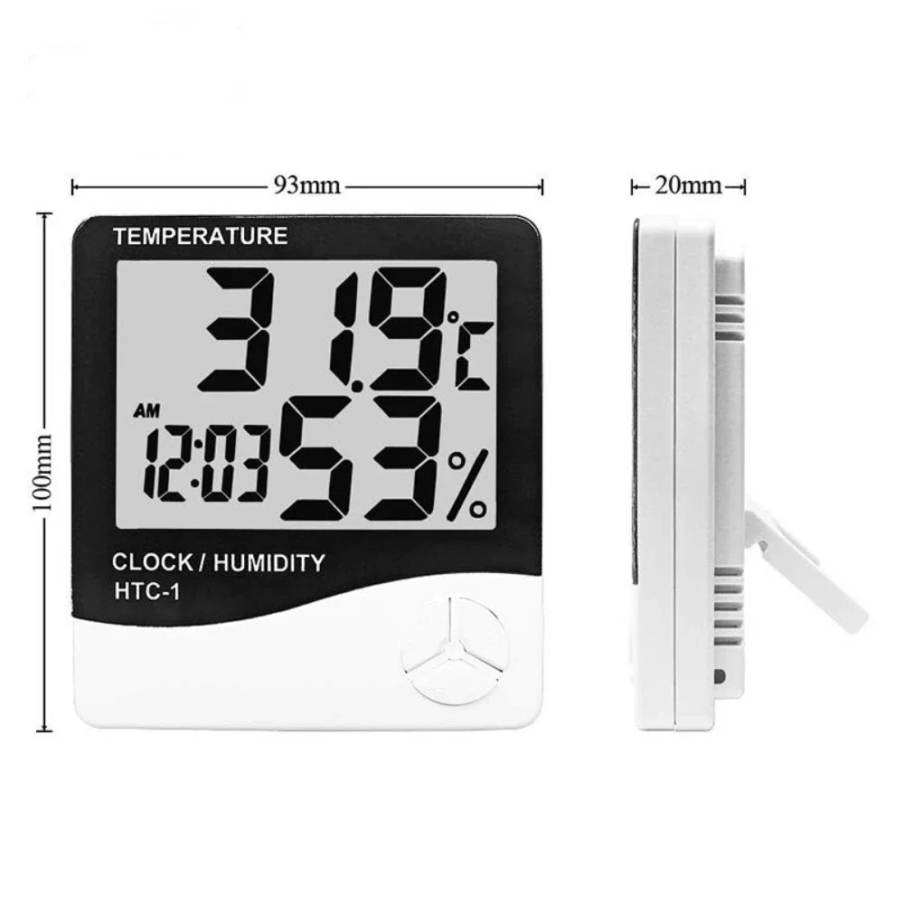 Digital Thermometer Hygrometer Electronic LCD Temperature Humidity Meter Weather Station Indoor Outdoor Clock HTC-2 HTC-1