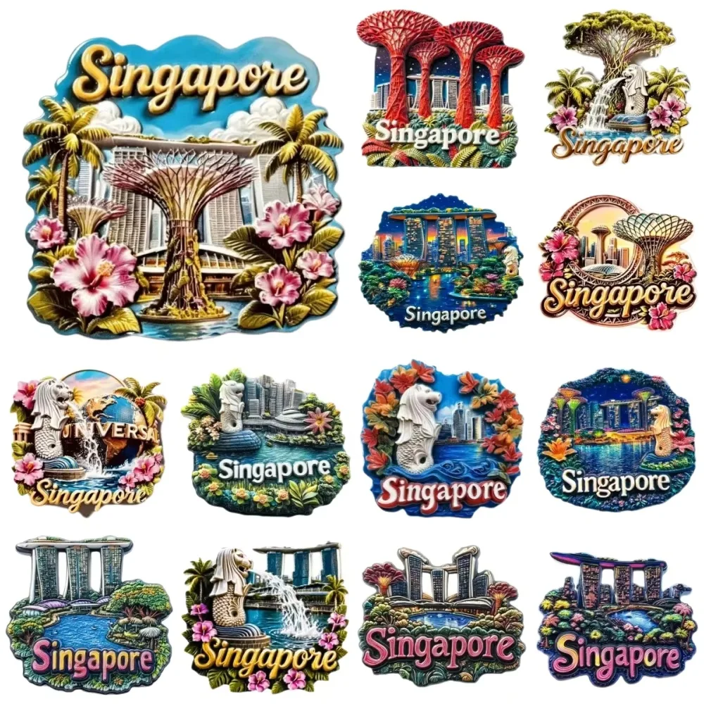 Singapore Merlion Marina Bay 3D Polyresin Fridge Magnet Handcraft Travel Souvenir Refrigerator Magnetic Home Ornament
