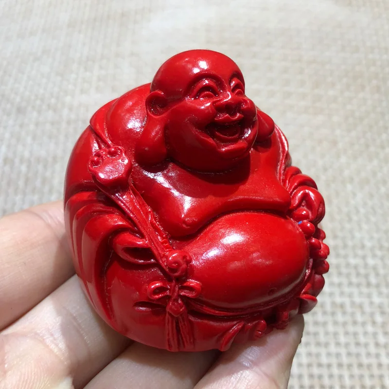 Natural Vermilion Sand, Ruyi Big Belly Buddha, Indoor Safe Transportation, Wangcai Maitreya Laughing Buddha Gong