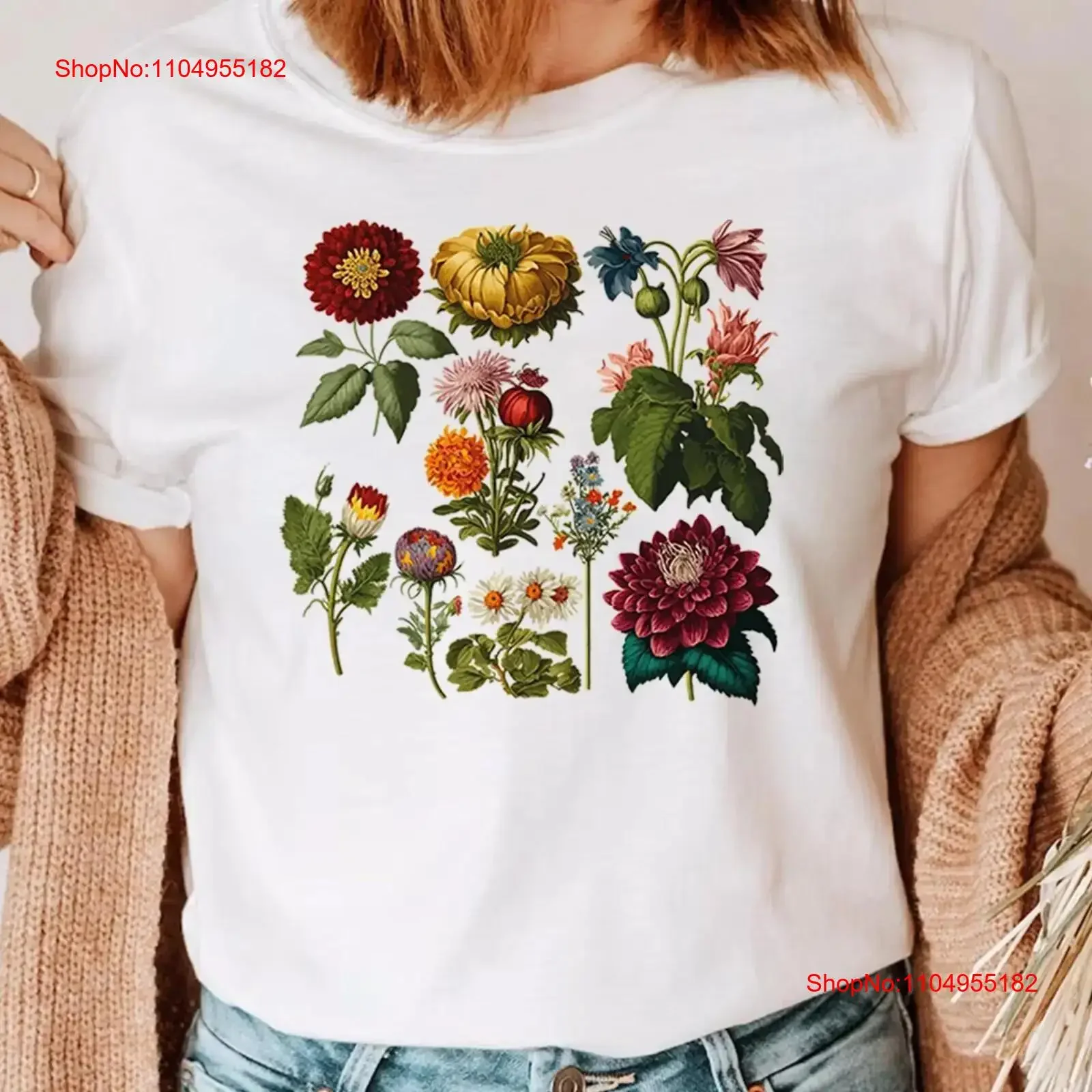 Flowers T Shirt Boho Wildflowers Floral Nature Garment Dyed for Mom Grandma Wildflower Christmas vintage Washed Breathable