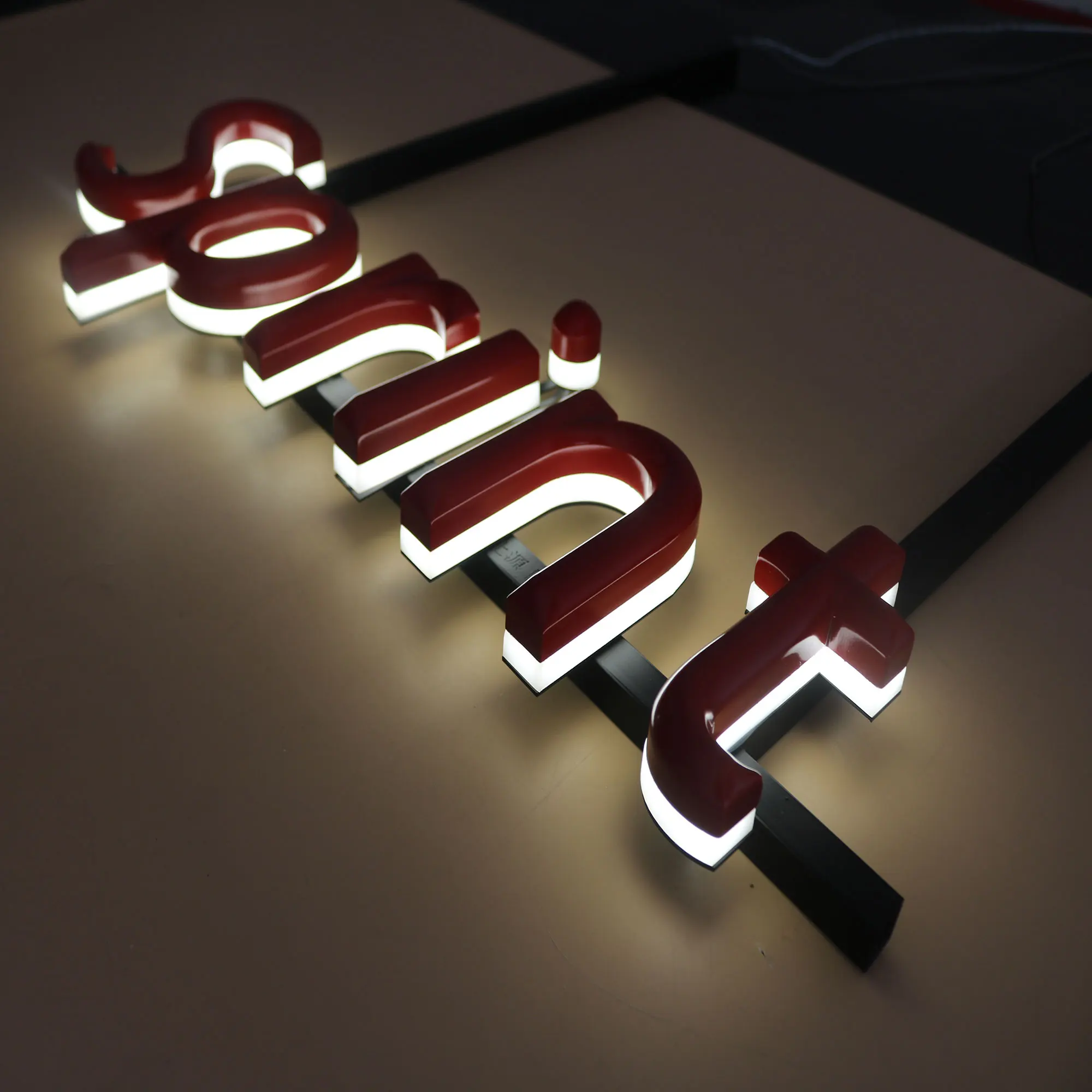 Wholesale hanging shopfront acrylic small mini led letters acrylic light solid letters signage company logo backlit sign