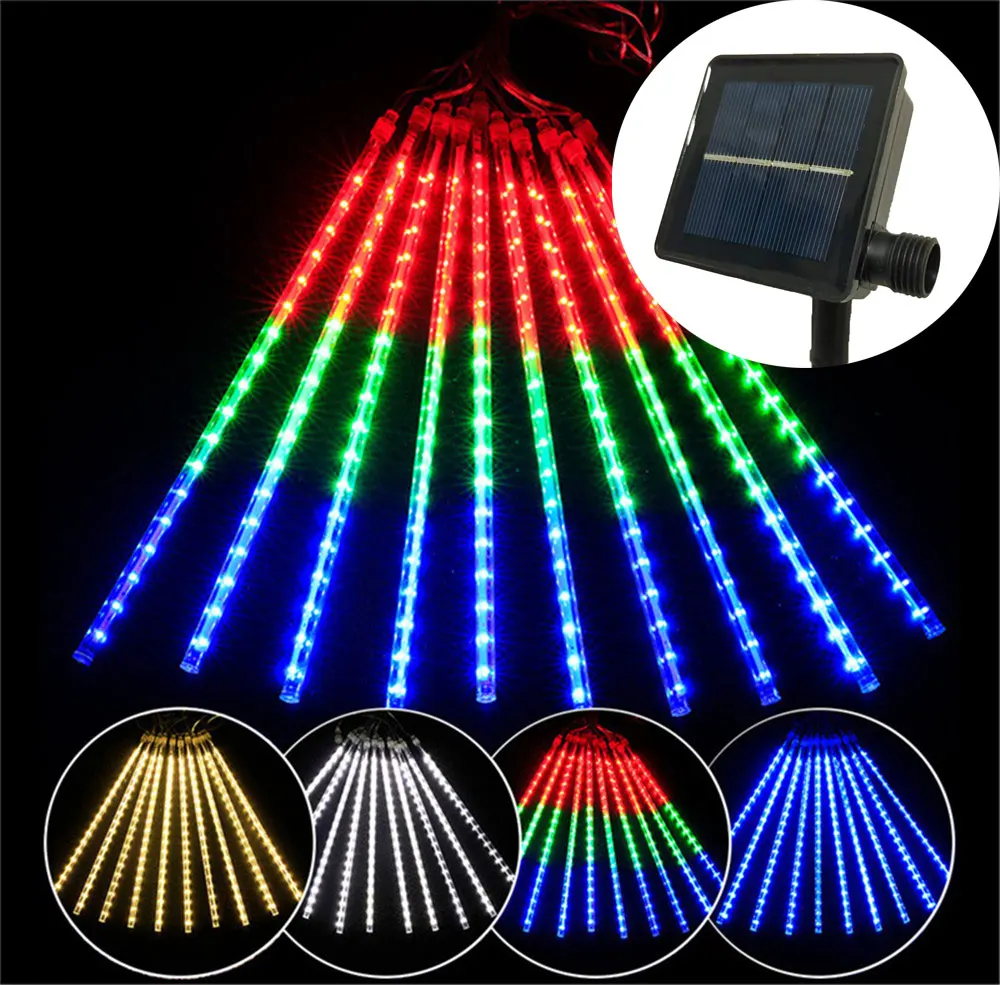 

30/50CM Christmas Solar Meteor Shower Light Rain Drop Fairy String Lights Christmas Decorations for Home Garden Holiday Lighting
