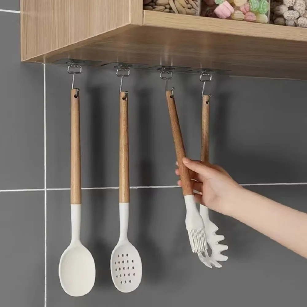 

No Need to Punch Holes Self Adhesive Hooks Transparent Wall Mounted Wall Hooks Seamless No-trace Adhesive Hanging Buckle