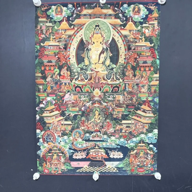 59x83cm Tibetan Buddhism Maitreya Buddha Sacred Realm Thangka Buddhist Spiritual Murals Home Decor Altar Paintings
