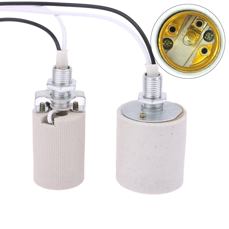 Hot Sale LED Light Ceramic Screw Heat Resistant Adapter Home Use Socket Round For E14 Bulb Base E27 Lamp Holder With Cable