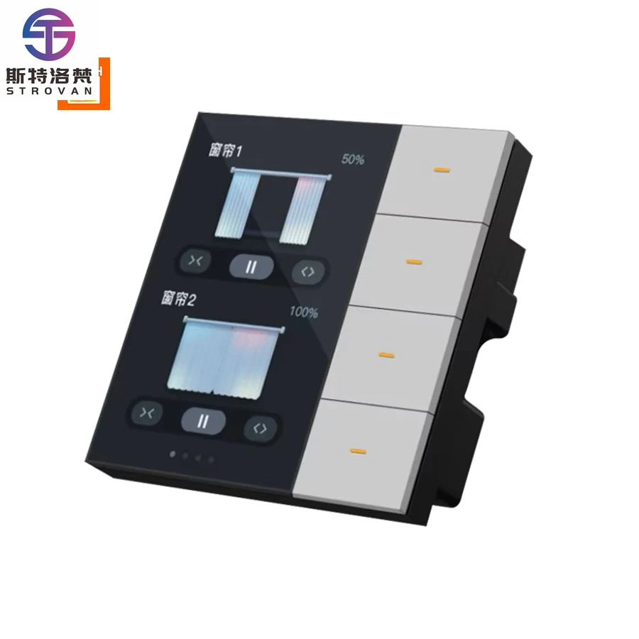 

STLF 3.5 Inch Multi-Function 4-Gang Relay Switch Panel with Touch Screen Tuya 3 Inch for Light Scene Curtain Control