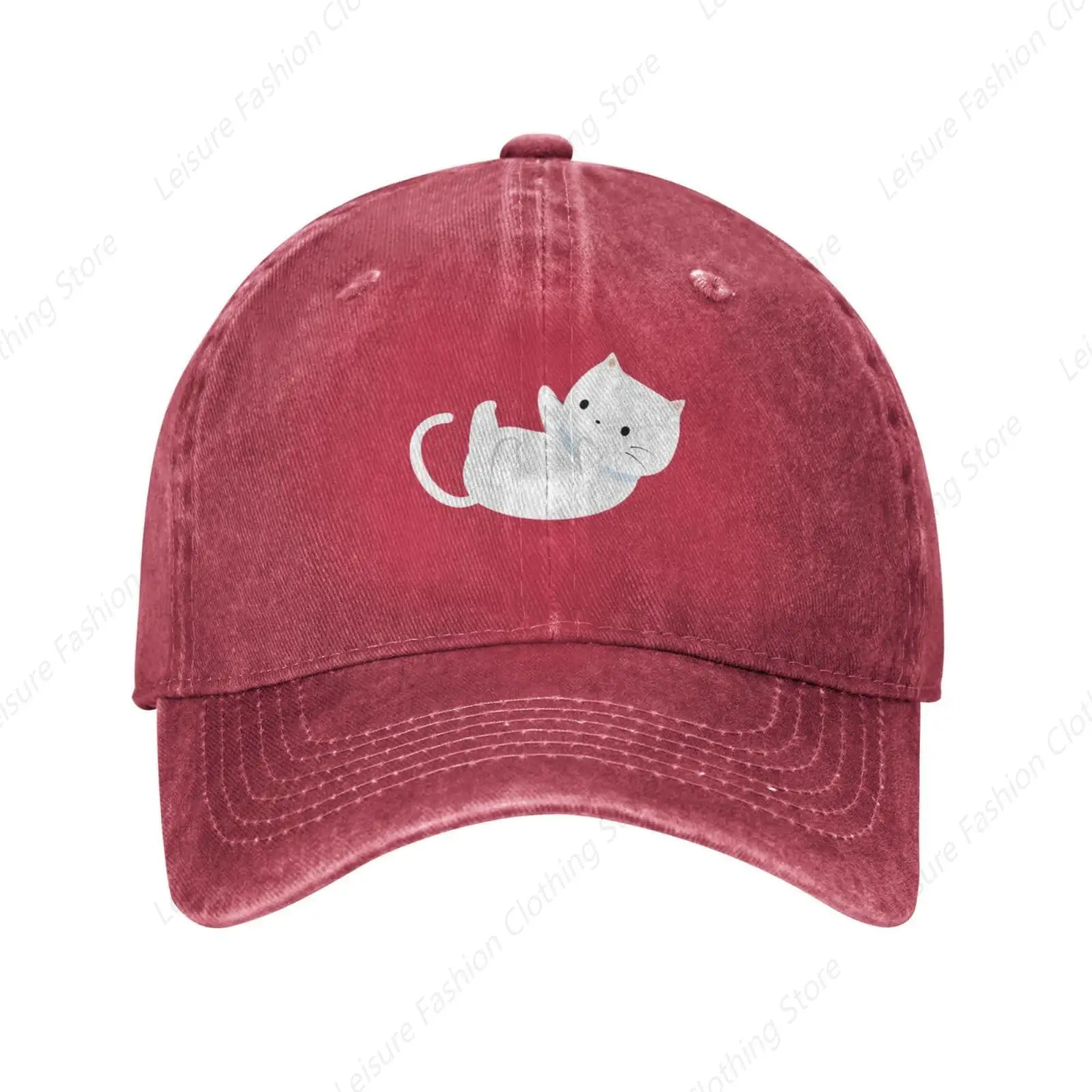 

Lovely Cat Cute Vintage Distressed Adjustable Washed Denim Cotton Low Profile Dad Trucker Hat Baseball Ball Cap for Men Unisex