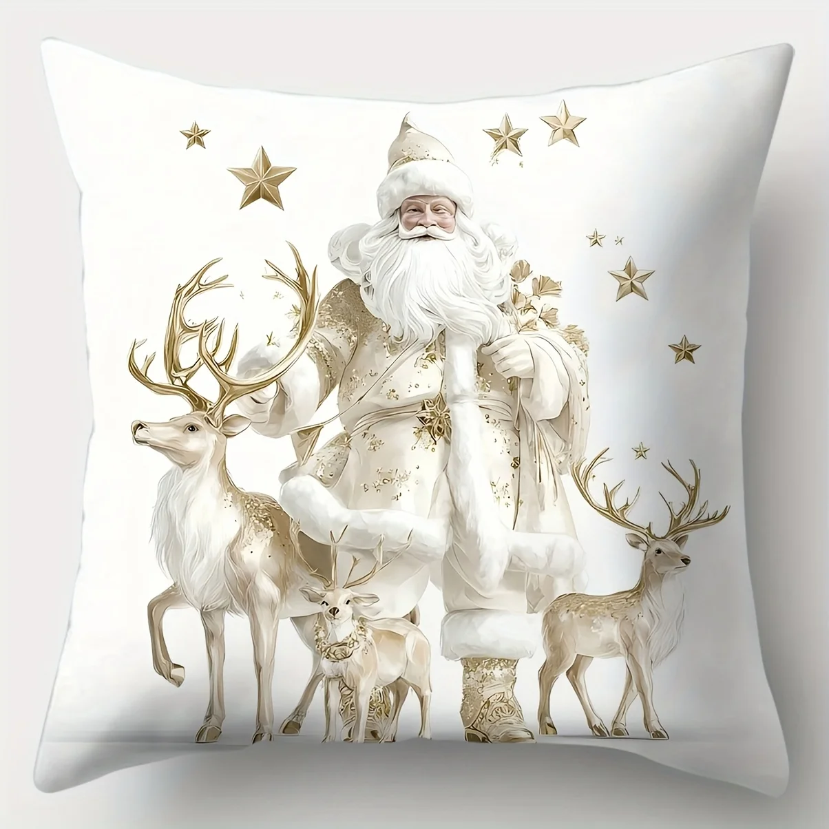 4pcs Christmas Pillow Covers – Reindeer,Sleigh & Tree Design for Holiday Decor,Sofa Lumbar Cushion Covers (Inserts Not Included)