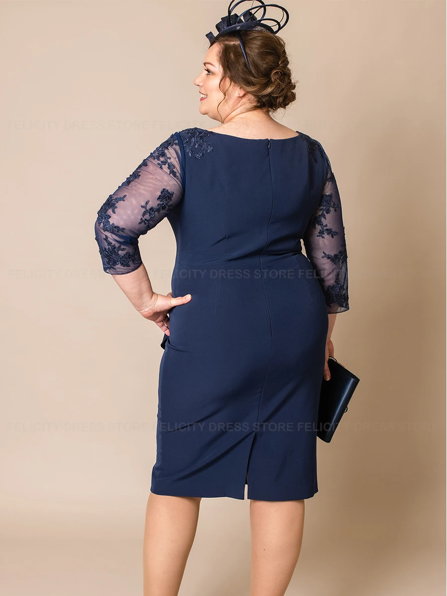 Elegante Plus Size Mutter der Braut Kleid 2023 Scheide O-Ausschnitt formelle Hochzeits feier Kleider Spitze Applikationen Roben Invitée Mariage